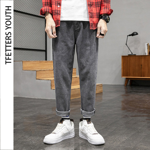 TFETTERS 2022 Jeans Men New Korean Street Style Falling Wide Leg Loose Mid Straight Pants Korean Trend Mens Jeans Brand ► Photo 1/6