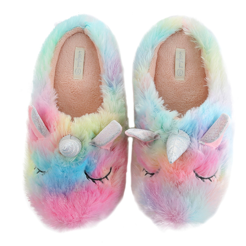 dropshipping unicorn slippers cortoon rainbow comfy home indoor warm women animal shoes ► Photo 1/5
