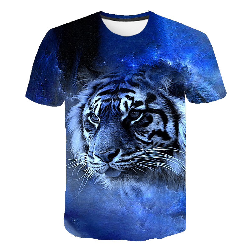 Summer Fashion Men Funny Tiger graphic t shirts 3D Printed Animal Pattern  Tees Tops Round Neck Short Sleeve Hip Hop Streetwear