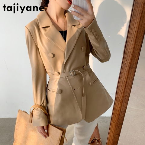 Real Genuine Leather Coat  Leather Coats Woman Leather Jackets Sheepskin Coat Spring Autumn Clothes Slim-fit Belt Jackets PY24 ► Photo 1/6