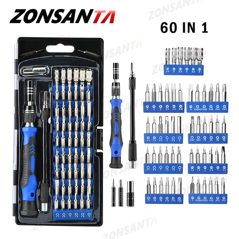 ZONSANTA 60 in 1 Magnetic Screwdriver Set Precision Screw Driver Multi-function Precision Mobile Phone Repair Device PC Camera ► Photo 1/6
