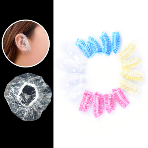 20/100Pcs Thickened Disposable Plastic Waterproof Ear Protector Cover Caps Salon Hairdressing Dye Shield Earmuffs Shower Tool ► Photo 1/6