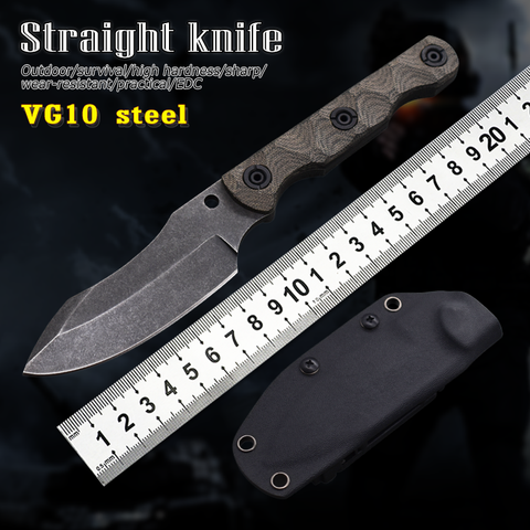 Outdoor Handmade Straight Knife EDC Fixed Survival Knife High Quality VG10 Tactical Jungle Hunting Knife Camping Rescue Defense ► Photo 1/6