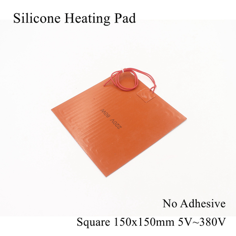 150mmx150mm 12V 24V 220V Silicone Heating Pad Electric Silicone Rubber Heat Mat Heated Bed Plate Flexible Waterproof 3D Printer ► Photo 1/6