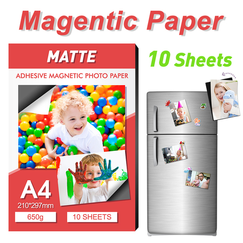 UniPlus 10 Sheets A4 Magnetic Photo Paper Adhesive Matte Printer Paper Flexible Magnetic Paper for Inkjet Printer DIY Picture ► Photo 1/6