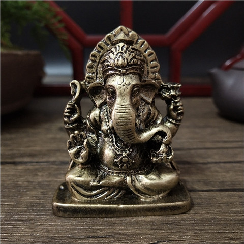 Lord Ganesha Buddha Statue Ornaments Elephant Hindu God Sculpture Figurines Bronze Color Lucky Home Decoration Buddha Statues ► Photo 1/6