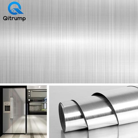 Metal Brushed Gold Silver DIY Removable Wallpaper Decor Film PVC Vinyl Waterproof Oil-proof House Appliance Kitchen Wall Sticker ► Photo 1/6