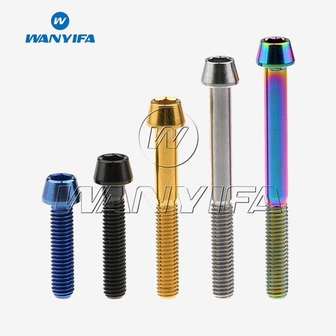 Wanyifa Titanium Bolt M5 x 9 16 18 20 25 30 35 40 45 50 55 60mm Allen Key Taper Head Bolt Screw for Bicycle Stem Seatpost ► Photo 1/6