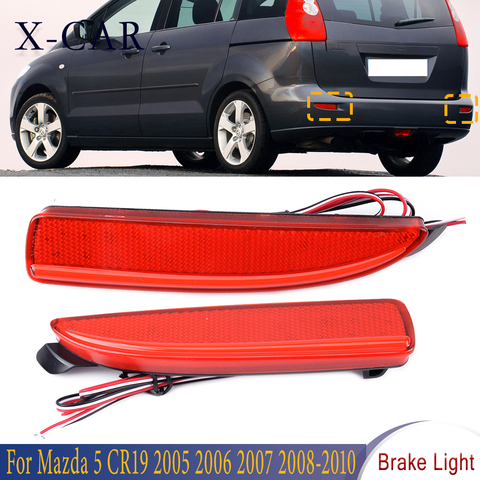 X-CAR 1 Pair Red Rear Bumper Reflector Brake Light Tail Brake Stop  Driving Lamp For Mazda 5 CR19 2005 2006 2007 2008 2009 2010 ► Photo 1/6