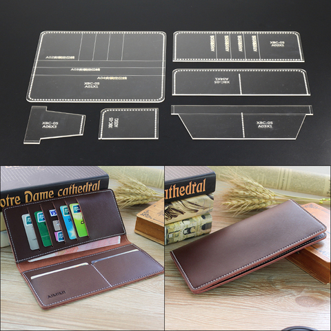 6PCS/SET Acrylic Leather Template Business Long Wallet Template Leather Craft Pattern Stencil Durable Tools for Wallets Making ► Photo 1/6