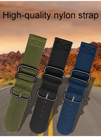 Canvas nylon watchband black blue armygreen Outdoor Sports Strap 18mm 20mm 22mm 24mm 26mm nato watch belt ► Photo 1/6