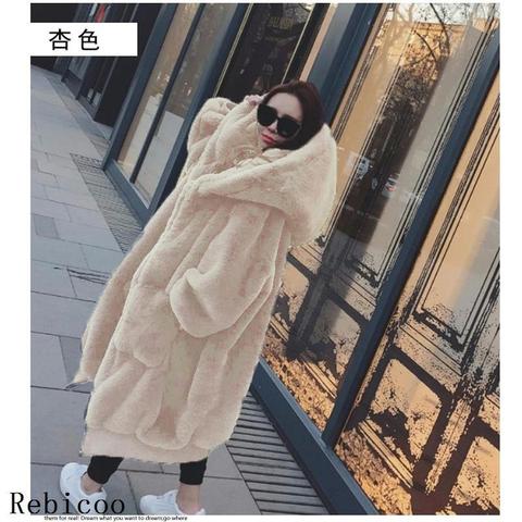 Winter Fur Warm hooded Large size Medium length Solid color Fur & Faux Fur Women New Casual Long sleeve Women Fur coat ► Photo 1/6