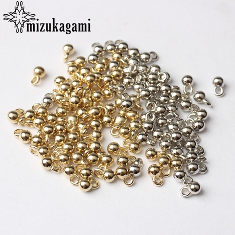 Golden Silver Plated CCB Round Ball Tail Extender Chain Charms Beads 200pcs/lot 3*6MM For DIY Jewelry Bracelet Accessories ► Photo 1/6