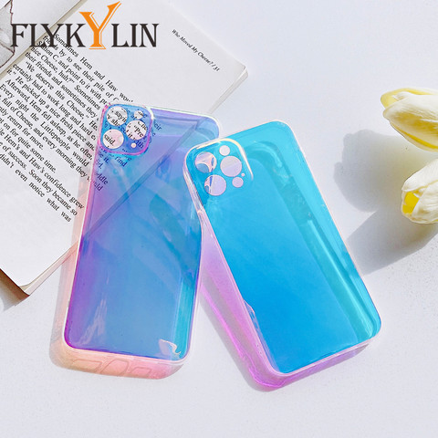 Laser Rainbow Phone Case For iPhone 12 11 Pro X XS Max XR 6S 7 8 Plus Transparent Soft Cover For Samsung Note 20 S9 S10 S20 Plus ► Photo 1/6