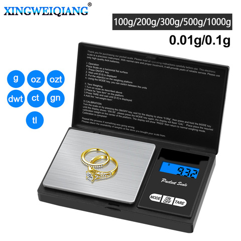 100g 200g 300g 500g 1kg 0.01g 0.1g mini electronic scale pocket digital scale for gold sterling silver jewelry scale ► Photo 1/6