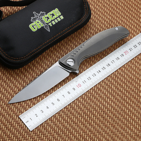 Green thorn CD F3 ns D2 blade titanium handle suitable for outdoor camping hunting practical fruit knife folding knife EDC tool. ► Photo 1/6