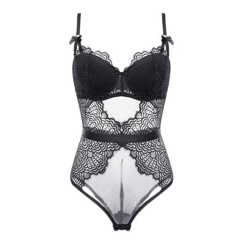 Sexy Lace Bustier and Corset Women 2022 Hollow Out Lace Bodysuit Halter Jumpsuit Charming Lingerie Gothic Corset ► Photo 1/6