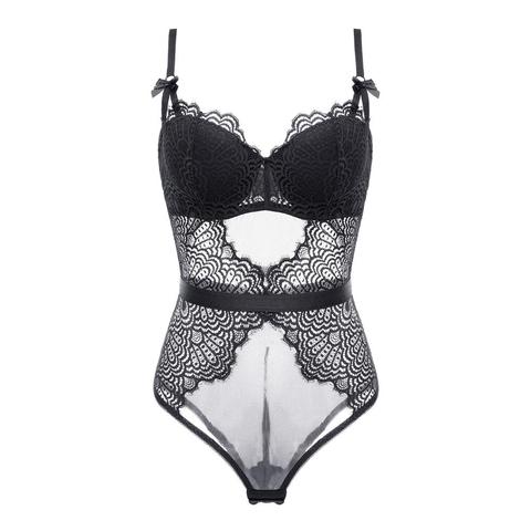 Sexy Lace Bustier and Corset Women 2022 Hollow Out Lace Bodysuit Halter Jumpsuit Charming Lingerie Gothic Corset ► Photo 1/6