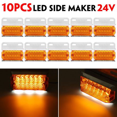 10pcs 24V 15 LED Side Marker Lights Car External Lights Squarde Warning Tail Light Signal Lamps Auto Trailer Truck Lorry Amber ► Photo 1/6