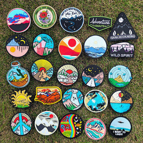 Adventure Patch Travel Embroidered Patches On Clothes Applique Stickers DIY Outdoor Travels Patches For Clothes Mountain Patch ► Photo 1/6