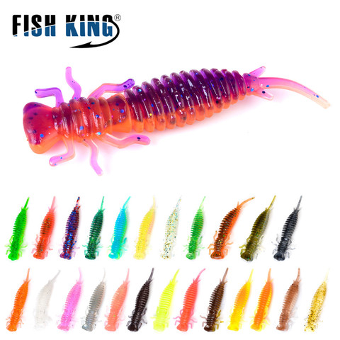 FISH KING 5/6.5/7.6/8.9cm Silicone Bait Smell Soft Fishing Lure 4-10pcs Larva Jigging Shad Worm Fishing Bait For Bass Wobblers ► Photo 1/6