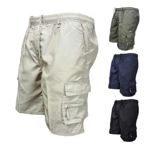 Casual Summer Men Solid Color Multi-pockets Drawstring Baggy Cargo Shorts Pants Multi-pockets Drawstring  Cargo Shorts Pants ► Photo 1/6