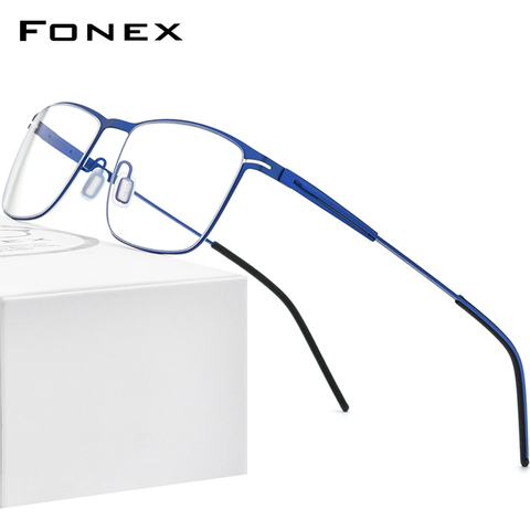 FONEX Alloy Glasses Frame Men Square Myopia Prescription Optical Eyeglasses 2022 New Metal Full Korean Screwless Eyewear F1009 ► Photo 1/6