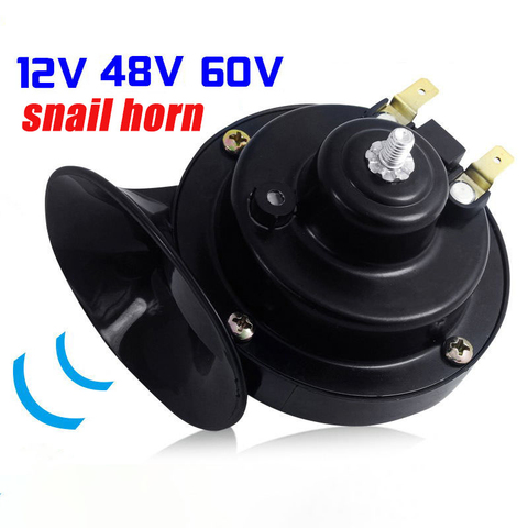 12V 48V 60V Motorcycle Waterproof snail horn Super sound monophonic Scooters Motorcycle accessories electric moped horn Black ► Photo 1/6