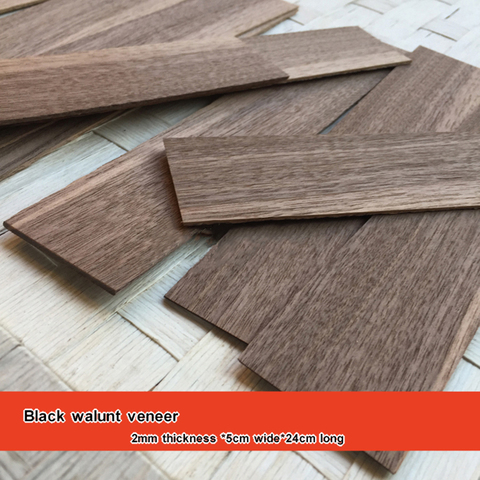 1 Dozen 12 Pieces Natural Black Walnut Veneer 2mm Thicked Veneer  5*24cm DIY Decorative Wooden Paste ► Photo 1/1