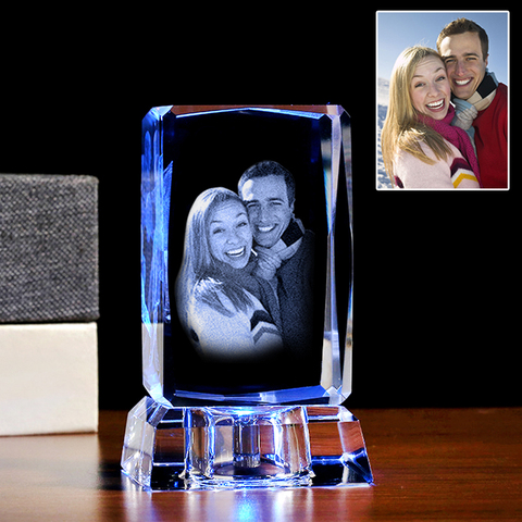 Personalized Square Crystal Photo Crystal Light With Love Customized Picture Glass Cube Home Decor for Girlfriend Christmas Gift ► Photo 1/6