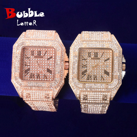 Square Men's watch Big Dial Military Quartz Clock Luxury Rhinestone Business Waterproof wrist watches Relogio Masculino ► Photo 1/6