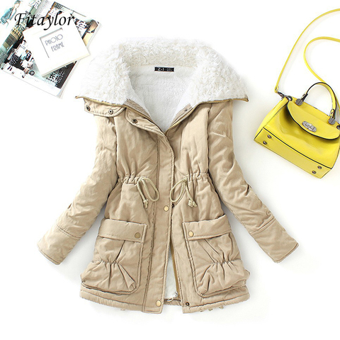 Fitaylor Winter Cotton Coat Women Slim Snow Outwear Medium-long Wadded Jacket Thick Cotton Padded Warm Cotton Parkas ► Photo 1/6