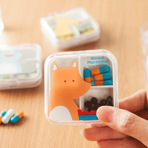 Travel Pill Case Split Pill Organizer Transparent Pill Box 4 Slots Medicine Box Cutter 7 Day Pill Container Cartoon Case Holder ► Photo 1/5