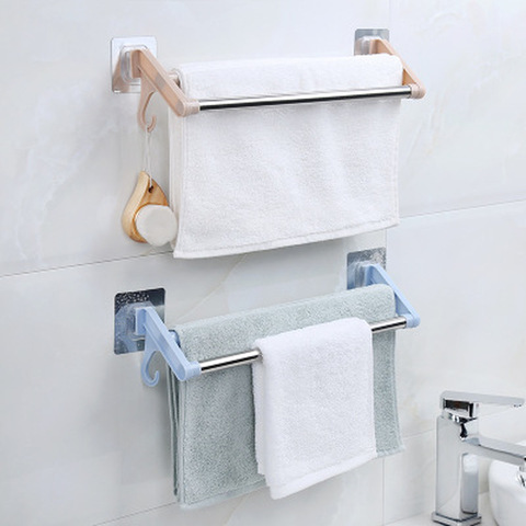 Stainless Steel Double Towel Bar Rotating Towel Rack Bathroom Kitchen Wall-mounted Towel Rack Holder Double Holder ► Photo 1/6