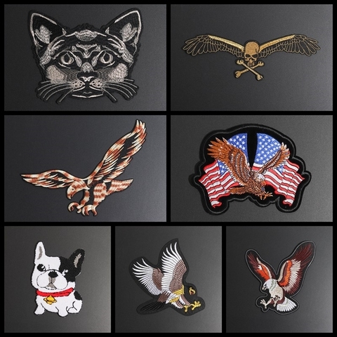 Skeleton Skull Wing Patches Iron On Fiercely Eagle Embroidered Appliques for Clothes Coat Decor 3D Diy Punk Animal Bikers Badges ► Photo 1/6