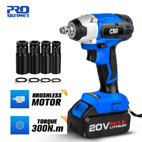 300NM Burshless Cordless Impact Wrench 20V Torque Socket Wrench  4000mAh Lithium-Ion Battery Power Tool By PROSTORMER ► Photo 1/6