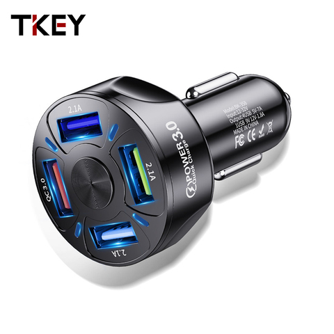 Car USB Charger 7A 48W 4 port Quick Charge 3.0 4.0 Universal Fast Charging For iphone 11 Pro Samsung a31 Car Cigarette Adapter ► Photo 1/6