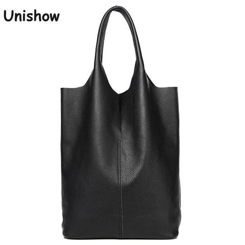 Luxury Soft Genuine Leather Women Shoulder Bag Natural Leather Casual Female Totes Bag Brand Designer Large Lady Handbag Cowhide ► Photo 1/6