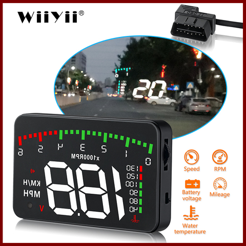 Car HUD Head Up Display OBD2 Speed Warning System Fuel Consumption 