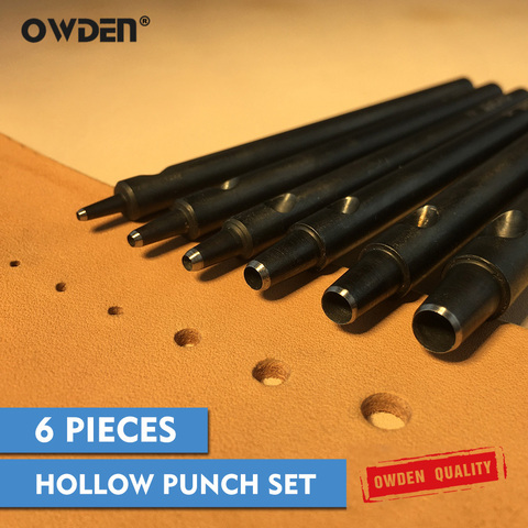 OWDEN 6Pcs Leather Hollow Hole Punch Set Belt Round Puncher Kit DIY Sharp Drilling Tool ► Photo 1/6