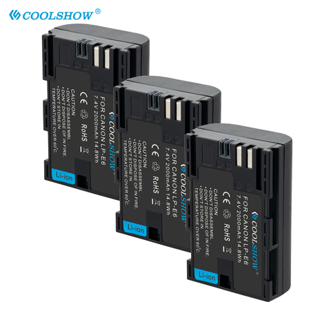 LP-E6 LPE6 2000mah Battery For EOS MarkII III IV EF-S 18-200IS Kit 5D mark III 6D 7D 80D 70D 60D 5D LP E6 Canon Batteries ► Photo 1/6