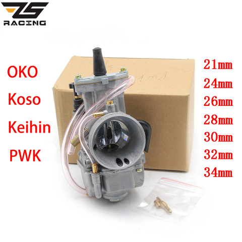 ZS Racing Modified Keihin Koso PWK Motorcycle Carburetor 21 24 26 28 30 32 34 mm With Power Jet For 2T 4T Racing Dirt Bike ATV ► Photo 1/5