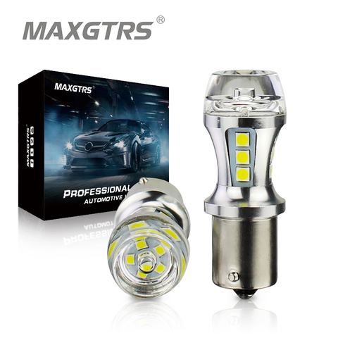 MAXGTRS 2x 1156 LED BA15S P21W S25 18 Led 3030 Chips 6000K White Red Yellow Brake Lights Reverse Lamp DRL Car Tail Bulb LENS ► Photo 1/6