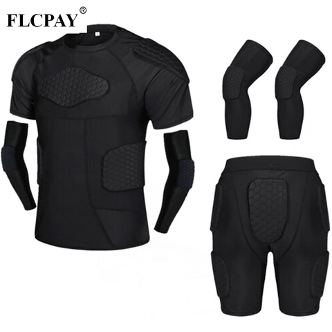 Thickened Compression Crash Shorts Short Sleeve Suit Football Basketball Skating Rugby Elbow Kneepads Waist Crash Guard Suit Set ► Photo 1/6