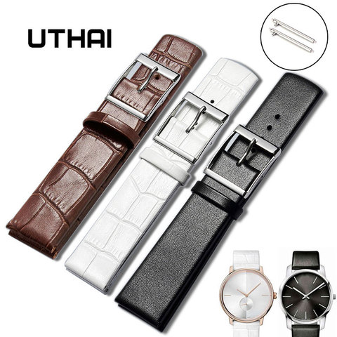UTHAI Ultra-thin leather watch strap 14-24MM For CK Watch/Samsung Galaxy Watch/moto360 II watch band Quick Release Watchband Z16 ► Photo 1/6