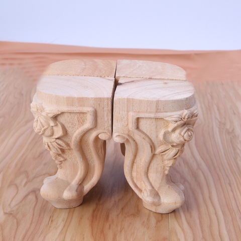 Wooden Furniture Legs Solid Wood Flower Carved TV Cabinet Seat Feet No Painting New Drop Shipping ► Photo 1/6