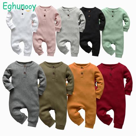 9 Color Newborn Infant Baby Boys Girls Romper Cotton Knitted Ribbed Long Sleeve Solid Jumpsuit Toddler Clothes Outfits ► Photo 1/6