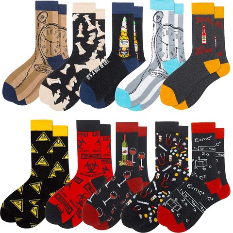 Colorful Men's Socks Harajuku Colorful Happy Funny symbol International chess geometric Formula Cotton Sock Christmas Gift ► Photo 1/6