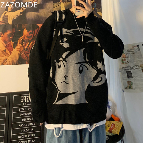 ZAZOMDE 2022 New Harajuku vintage Streetwear knitted sweater Autumn winter loose thicken warm hip hop pullover sweater men top ► Photo 1/6