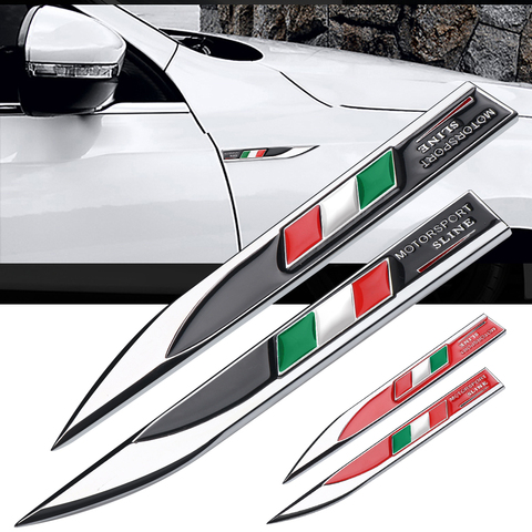 Car Decoration Metal Decal Italy Flag Emblem Car Body Side Fender Sticker For Alfa Romeo BMW Audi AMG VW etc Universal Sticker ► Photo 1/6